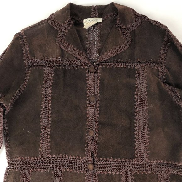 Vintage Gantos women's suede leather button down jacket size S - Picture 2 of 7